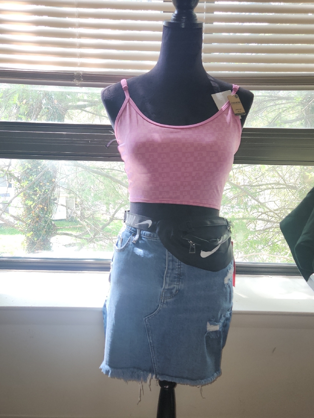 Pink Crop Cami Tank Top - Women